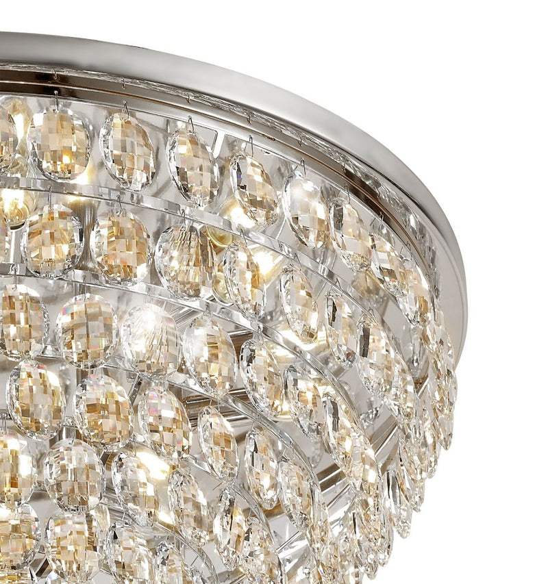 Diyas Coniston Flush Ceiling, 12 Light E14, Polished Chrome/Crystal Item Weight: 24.3kg • IL32814