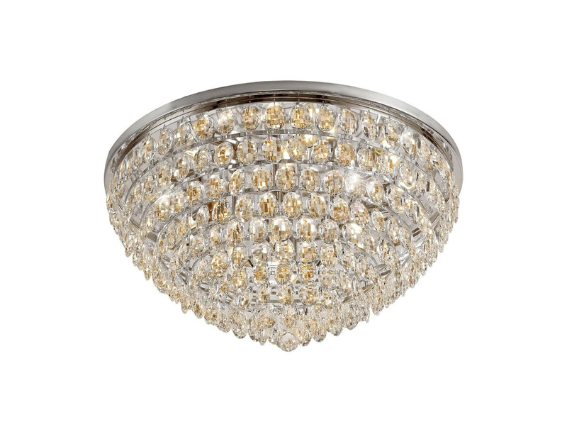 Diyas Coniston Flush Ceiling, 12 Light E14, Polished Chrome/Crystal Item Weight: 24.3kg • IL32814