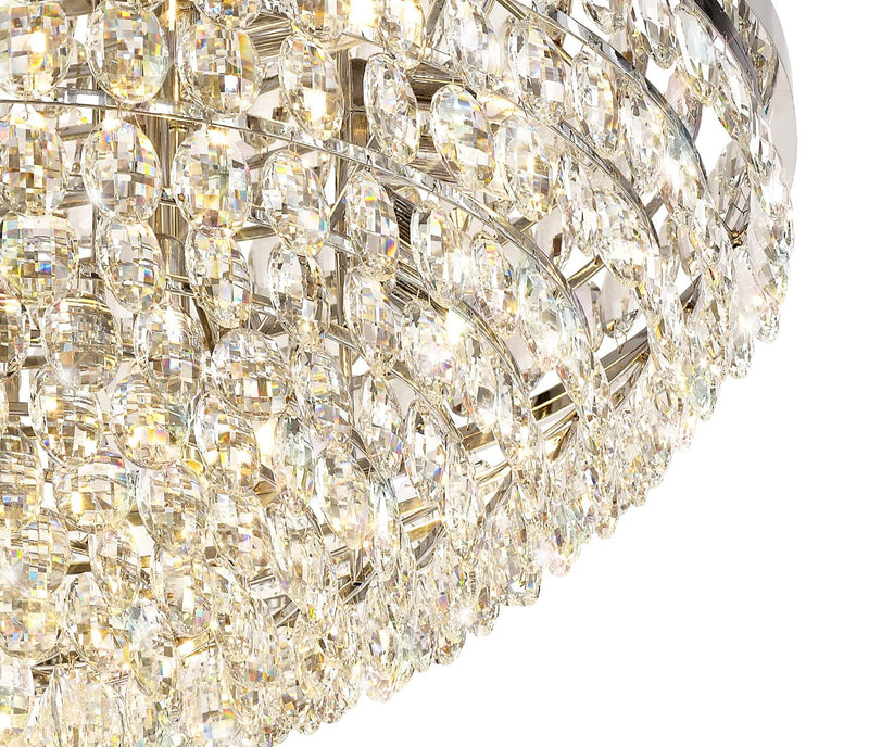 Diyas Coniston Flush Ceiling, 15 Light E14, Polished Chrome/Crystal Item Weight: 35.4kg • IL32815