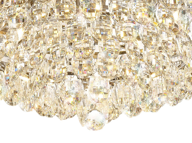 Diyas Coniston Flush Ceiling, 15 Light E14, Polished Chrome/Crystal Item Weight: 35.4kg • IL32815