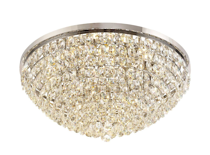 Diyas Coniston Flush Ceiling, 15 Light E14, Polished Chrome/Crystal Item Weight: 35.4kg • IL32815