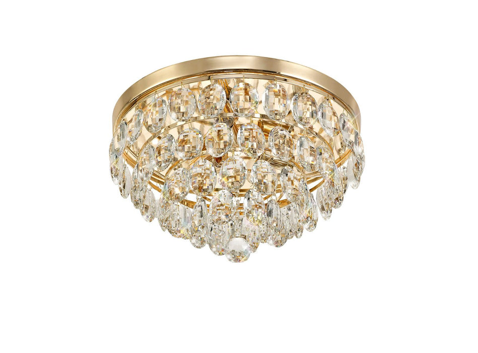 Diyas Coniston Flush Ceiling, 3 Light E14, French Gold/Crystal • IL32816