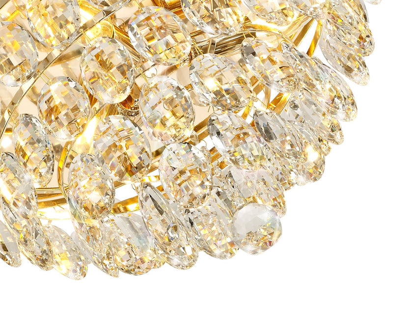 Diyas Coniston Flush Ceiling, 3 Light E14, French Gold/Crystal • IL32816