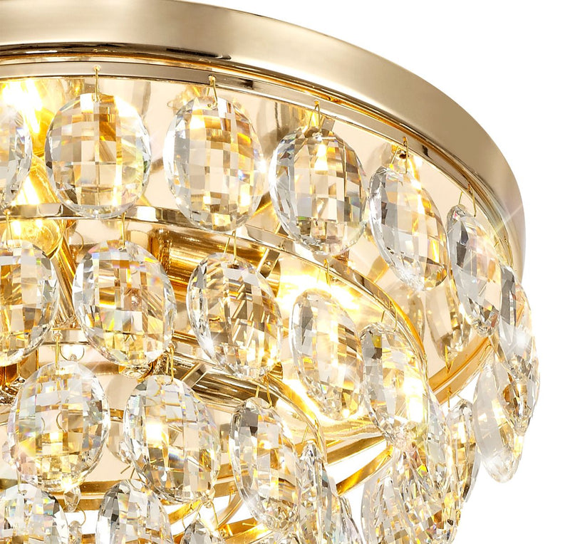 Diyas Coniston Flush Ceiling, 3 Light E14, French Gold/Crystal • IL32816