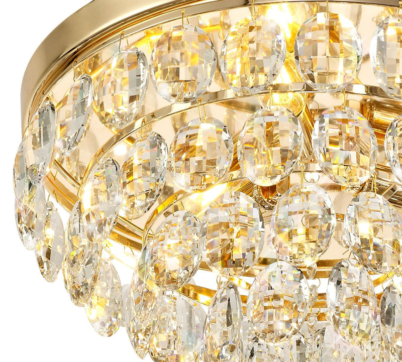 Diyas Coniston Flush Ceiling, 3 Light E14, French Gold/Crystal • IL32816