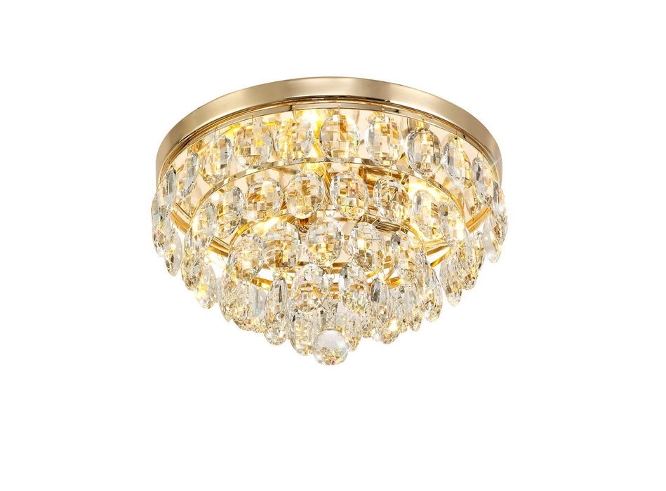Diyas Coniston Flush Ceiling, 3 Light E14, French Gold/Crystal • IL32816