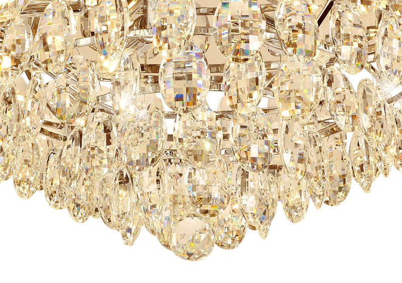 Diyas Coniston Flush Ceiling, 6 Light E14, French Gold/Crystal • IL32817