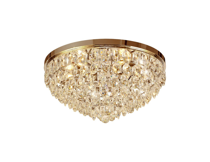 Diyas Coniston Flush Ceiling, 6 Light E14, French Gold/Crystal • IL32817