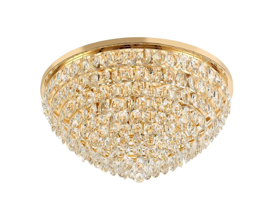 Diyas Coniston Flush Ceiling, 12 Light E14, French Gold/Crystal Item Weight: 24.3kg • IL32818