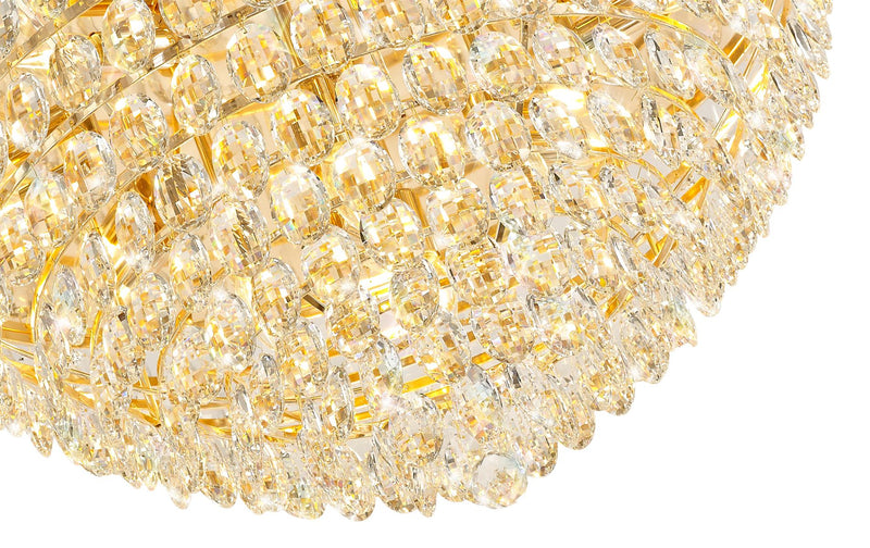 Diyas Coniston Flush Ceiling, 12 Light E14, French Gold/Crystal Item Weight: 24.3kg • IL32818