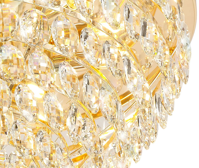 Diyas Coniston Flush Ceiling, 12 Light E14, French Gold/Crystal Item Weight: 24.3kg • IL32818
