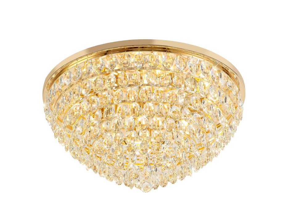 Diyas Coniston Flush Ceiling, 12 Light E14, French Gold/Crystal Item Weight: 24.3kg • IL32818