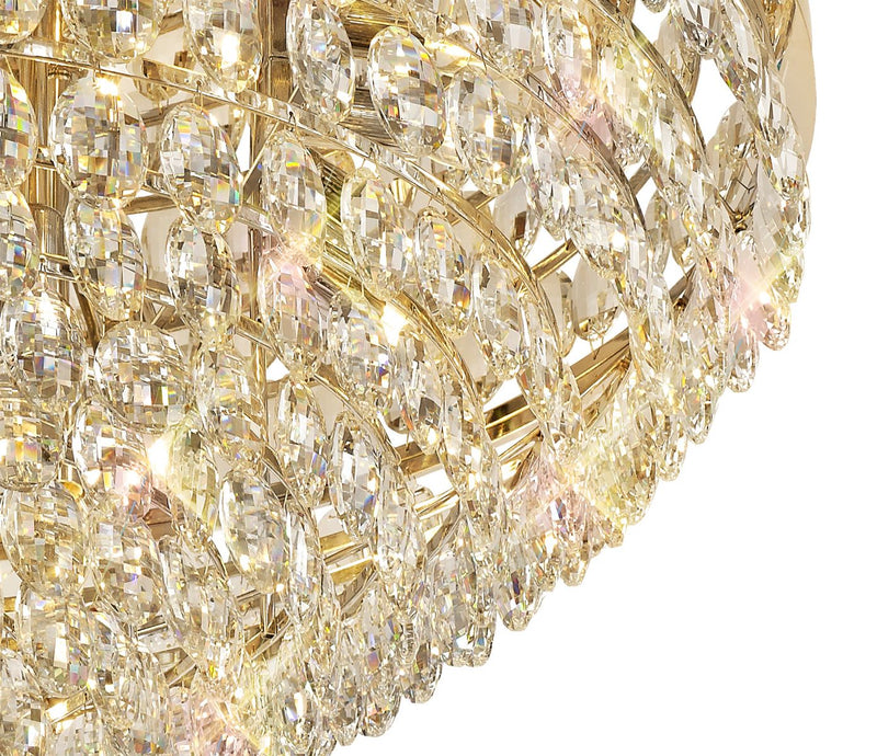 Diyas Coniston Flush Ceiling, 15 Light E14, French Gold/Crystal Item Weight: 35.4kg • IL32819