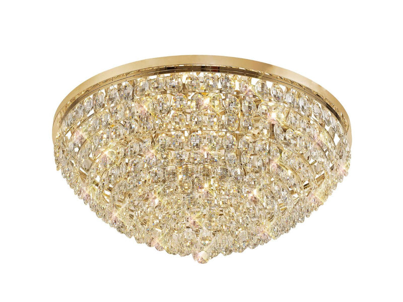 Diyas Coniston Flush Ceiling, 15 Light E14, French Gold/Crystal Item Weight: 35.4kg • IL32819