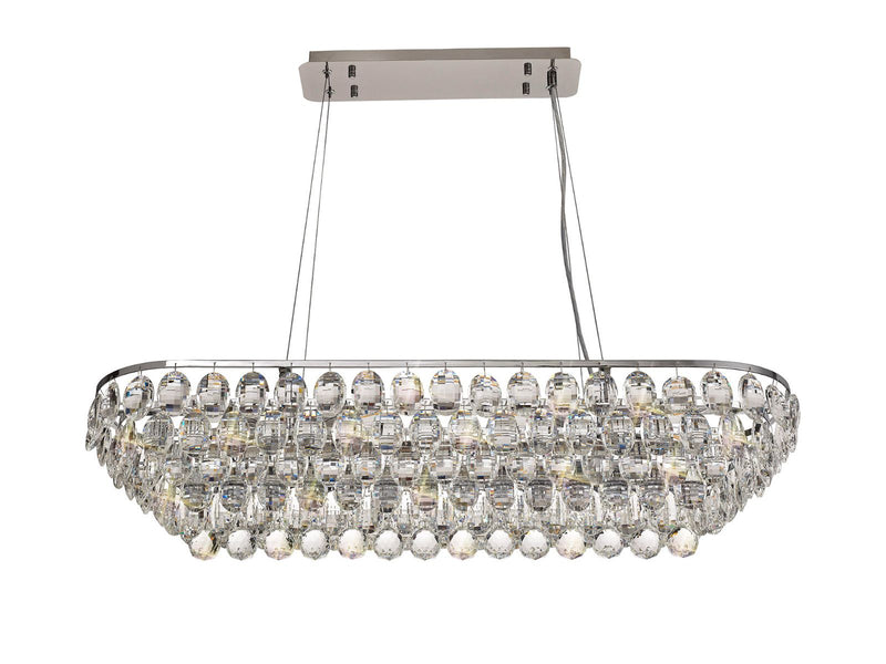 Diyas Coniston Linear Pendant, 8 Light E14, Polished Chrome/Crystal Item Weight: 15.7kg • IL32820