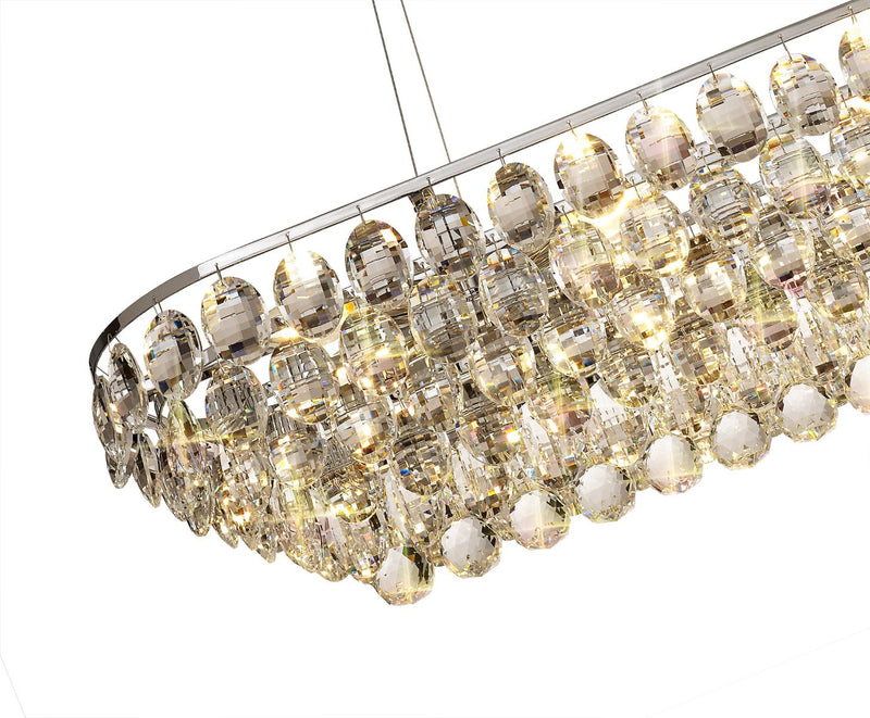 Diyas Coniston Linear Pendant, 8 Light E14, Polished Chrome/Crystal Item Weight: 15.7kg • IL32820