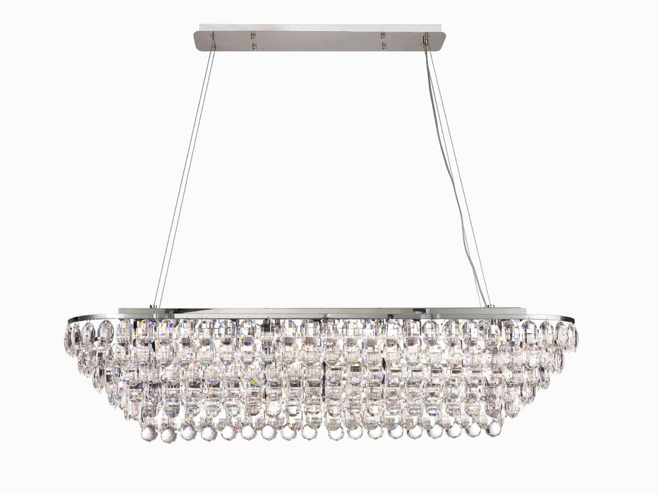 Diyas Coniston Linear Pendant, 14 Light E14, Polished Chrome/Crystal Item Weight: 27.1kg • IL32822