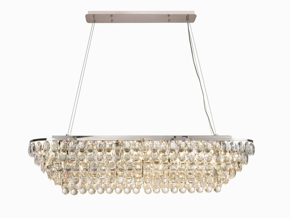 Diyas Coniston Linear Pendant, 14 Light E14, Polished Chrome/Crystal Item Weight: 27.1kg • IL32822