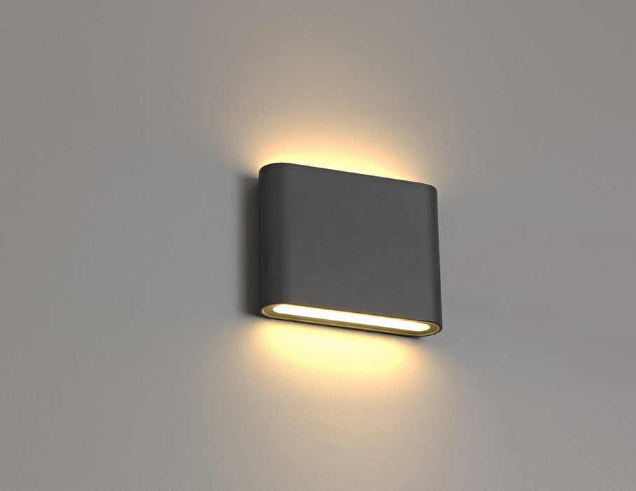 Deco Contour Up & Downward Lighting Small Wall Light 2x3W LED 3000K, 350lm, Anthracite, IP54, 3yrs Warranty • D0461