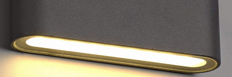 Deco Contour Up & Downward Lighting Small Wall Light 2x3W LED 3000K, 350lm, Anthracite, IP54, 3yrs Warranty • D0461