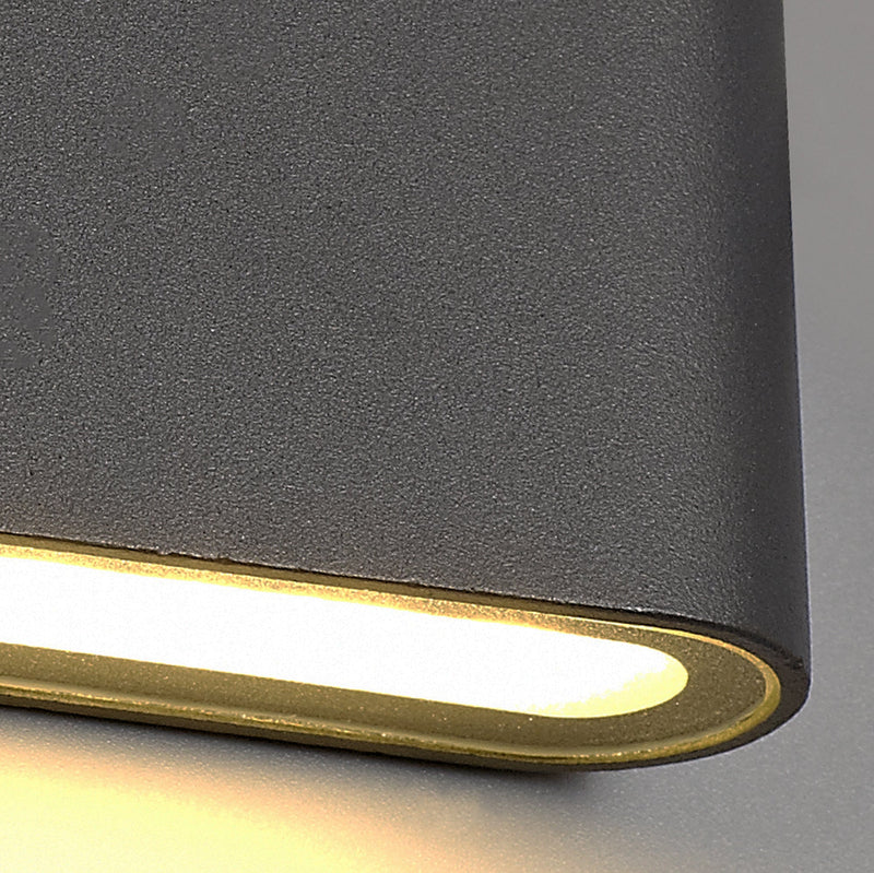 Deco Contour Up & Downward Lighting Small Wall Light 2x3W LED 3000K, 350lm, Anthracite, IP54, 3yrs Warranty • D0461