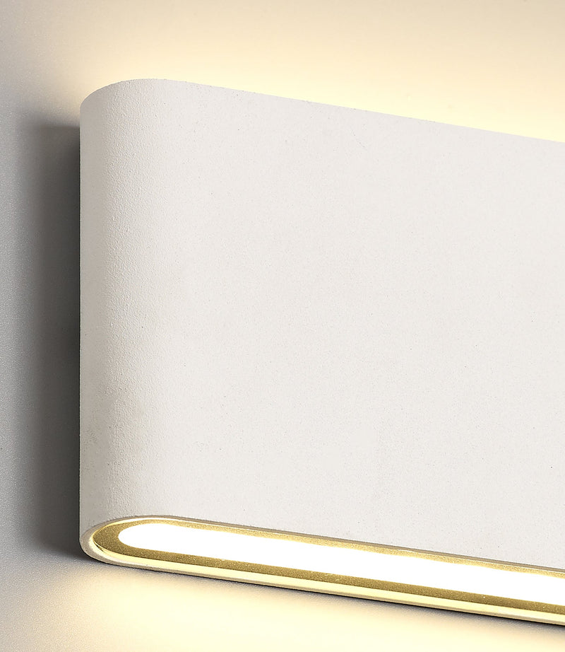 Deco Contour Up & Downward Lighting Large Wall Light 2x6W LED 3000K, 452lm, Sand White, IP54, 3yrs Warranty • D0462