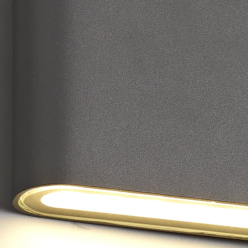 Deco Contour Up & Downward Lighting Large Wall Light 2x6W LED 3000K, 452lm, Anthracite, IP54, 3yrs Warranty • D0463