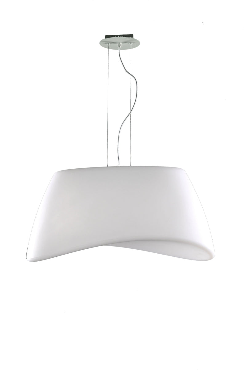 Mantra M1504 Cool Pendant 2 Light E27 Oval Outdoor IP44, Matt White/Opal White • M1504