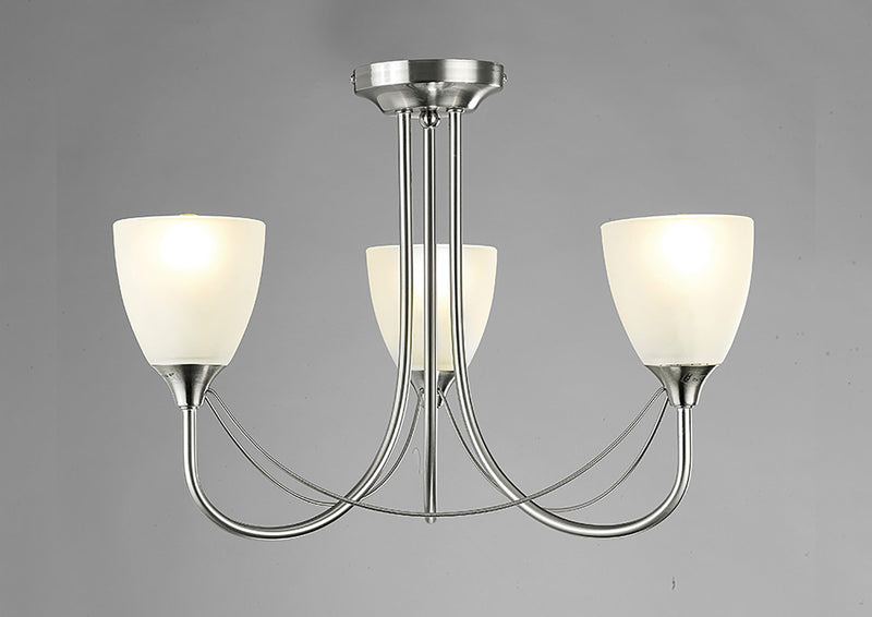 Deco Cooper Ceiling 3 Light E14 Satin Nickel/Opal Glass • D0026