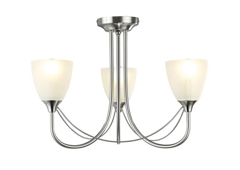 Deco Cooper Ceiling 3 Light E14 Satin Nickel/Opal Glass • D0026