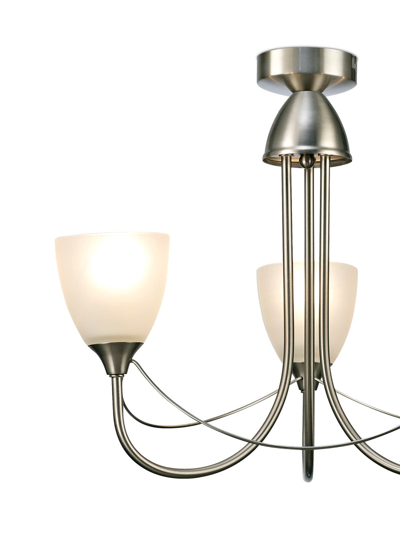 Deco Cooper Ceiling 3 Light Pendant Convertible to Semi FlushE14 Satin Nickel/Opal Glass • D0042