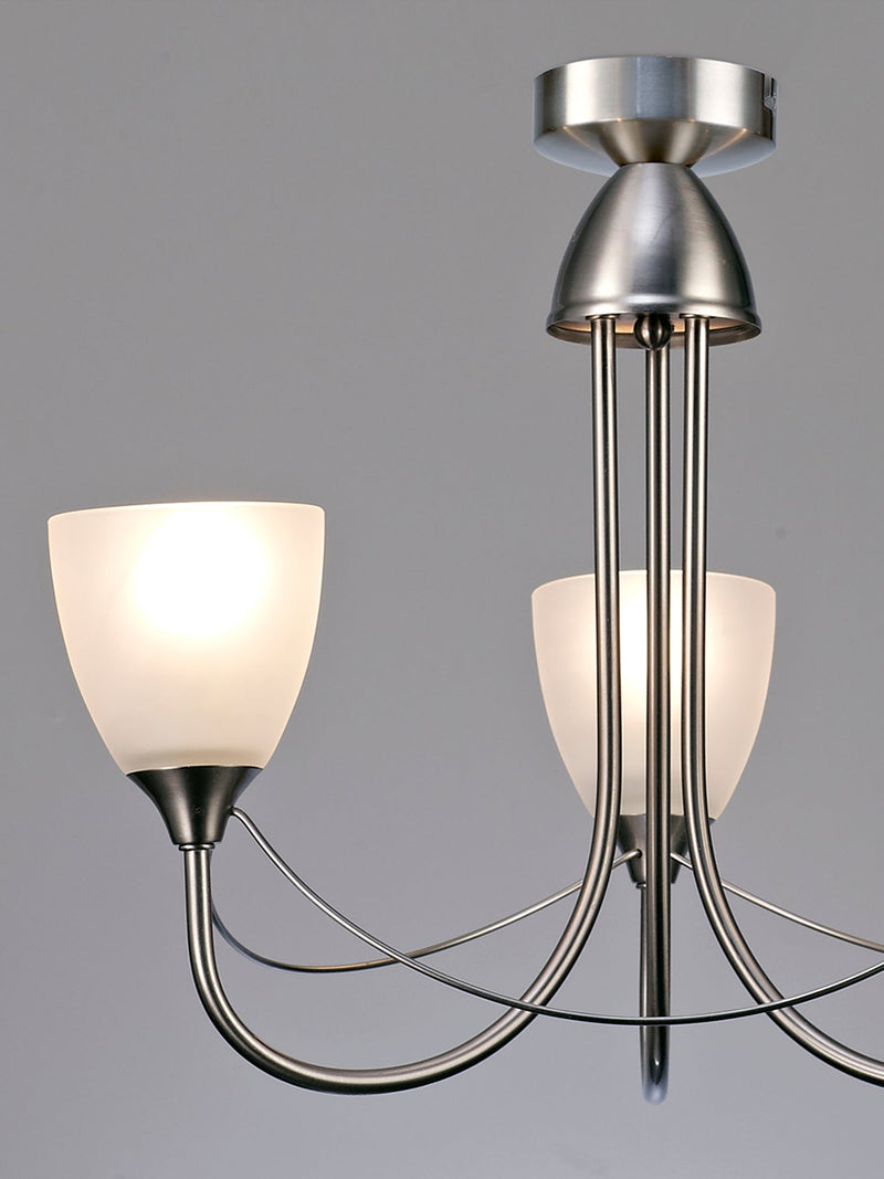 Deco Cooper Ceiling 3 Light Pendant Convertible to Semi FlushE14 Satin Nickel/Opal Glass • D0042