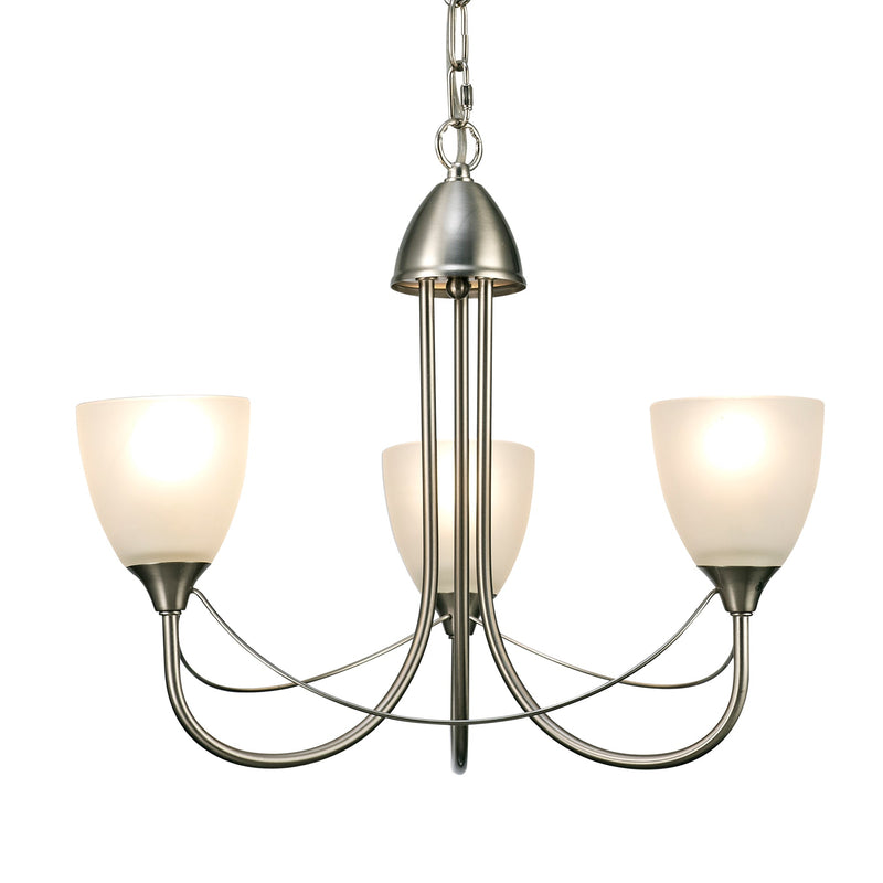 Deco Cooper Ceiling 3 Light Pendant Convertible to Semi FlushE14 Satin Nickel/Opal Glass • D0042