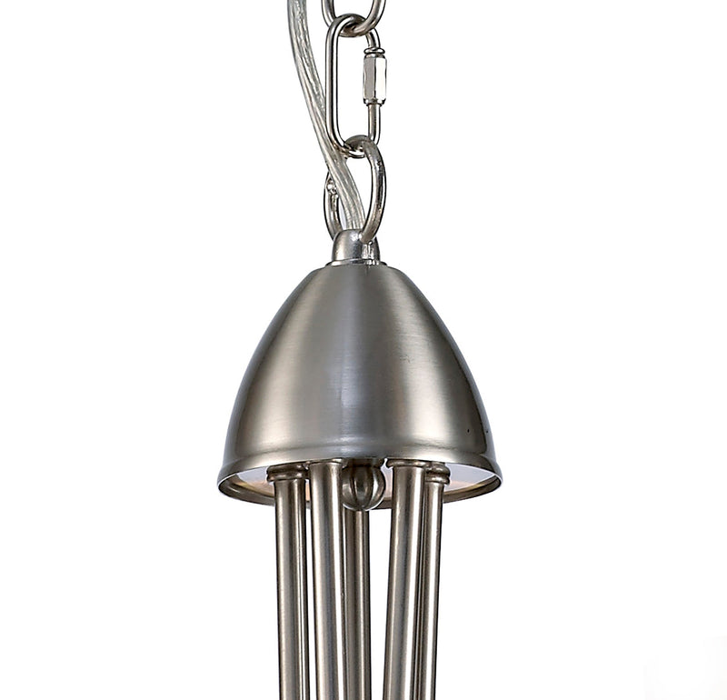 Deco Cooper Ceiling 5 Light Pendant/Semi Flush Convertible E14 Satin Nickel/Opal Glass • D0236
