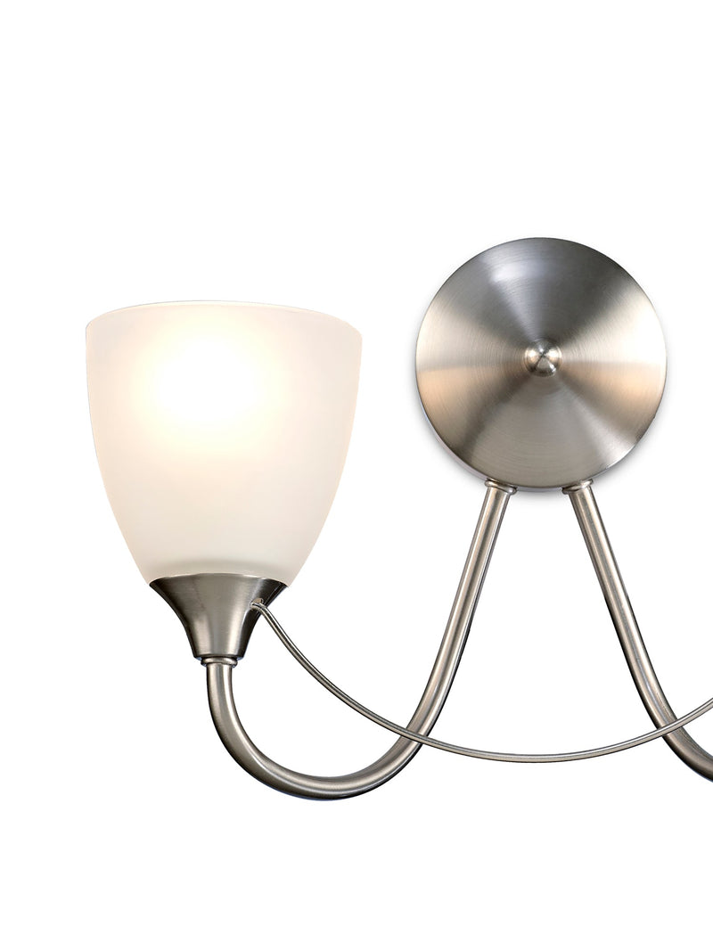 Deco Cooper Wall Lamp 2 Light E14 Satin Nickel/Opal Glass • D0237