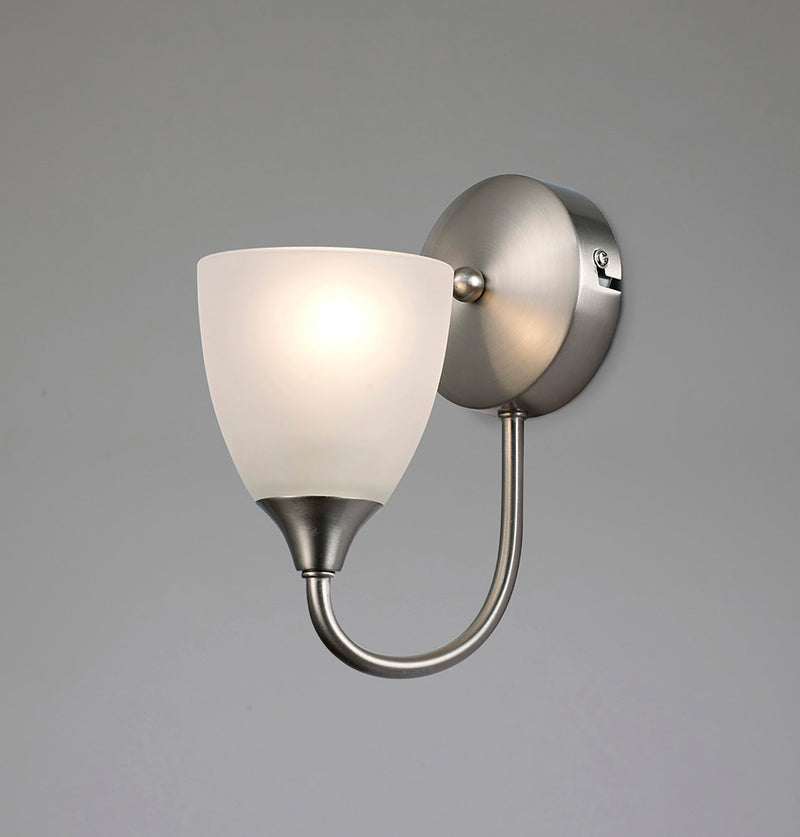 Deco Cooper Wall Lamp 1 Light E14 Satin Nickel/Opal Glass • D0238