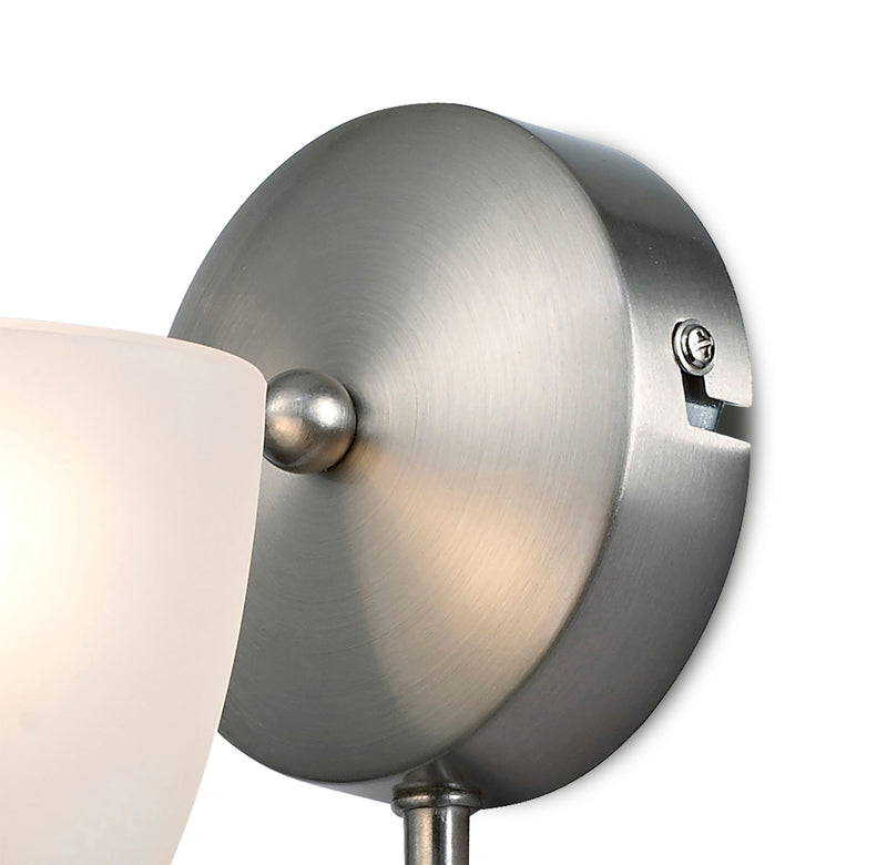 Deco Cooper Wall Lamp 1 Light E14 Satin Nickel/Opal Glass • D0238