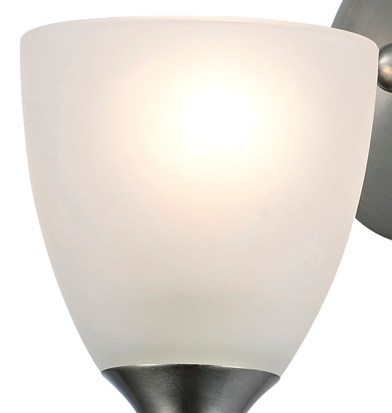 Deco Cooper Wall Lamp 1 Light E14 Satin Nickel/Opal Glass • D0238