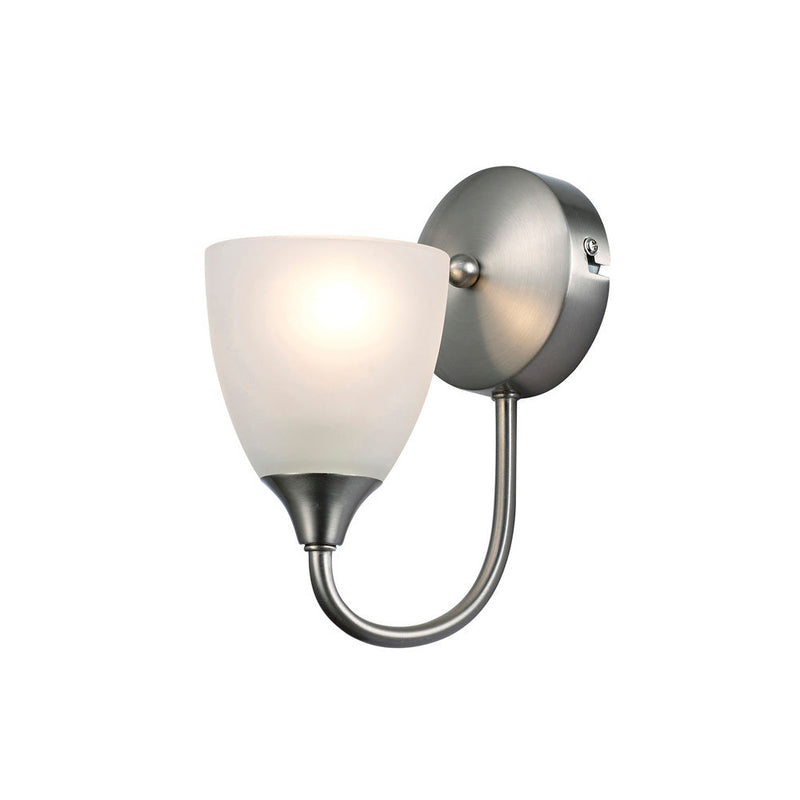 Deco Cooper Wall Lamp 1 Light E14 Satin Nickel/Opal Glass • D0238