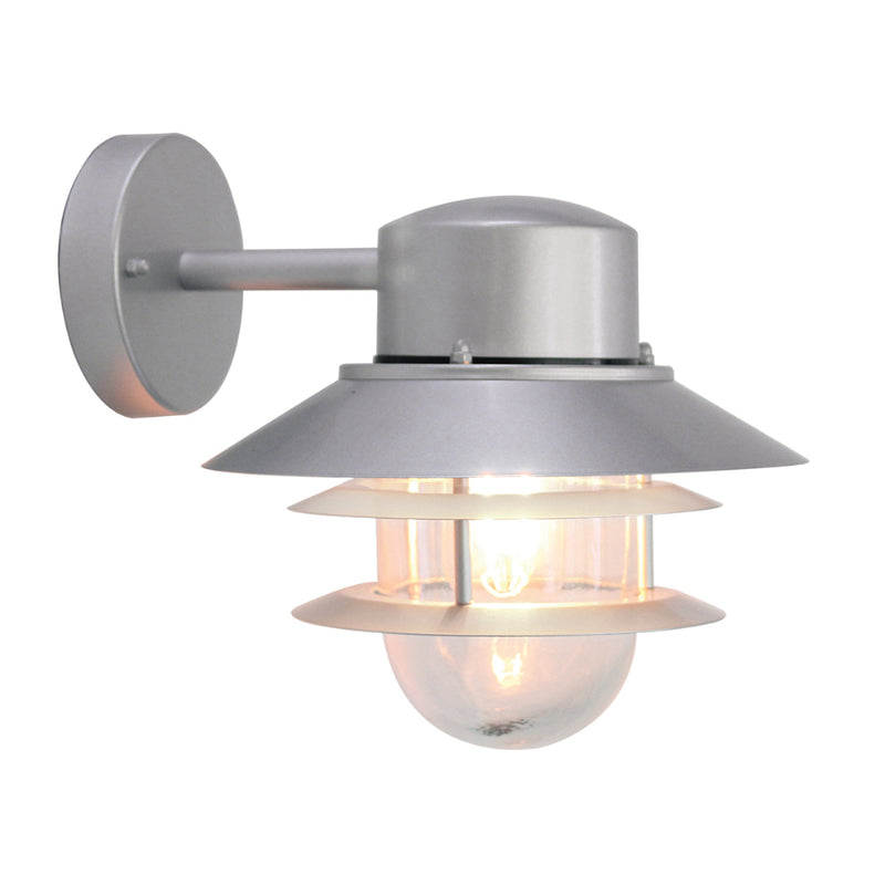 metallic silver outdoor wall light