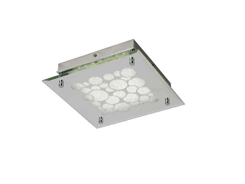 Mantra M5551 Coral Flush 25cm Square 15.5W LED 4000K Chrome/ Crystal Sand, 620lm,, 3yrs Warranty • M5551