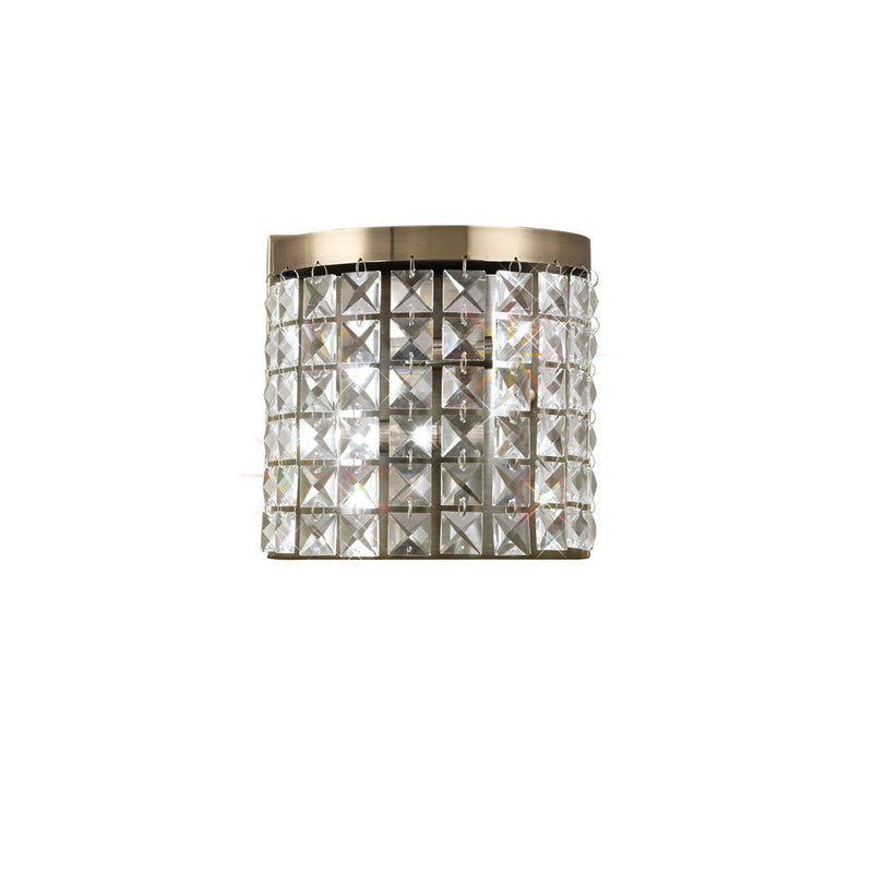 Diyas Cortina Wall Lamp 2 Light G9 Antique Brass/Crystal • IL30091