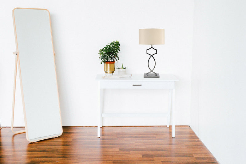 Deco Courtyard Rectangular Base Table Lamp Without Shade, Inline Switch, 1 Light E27 Polished Chrome • D0345