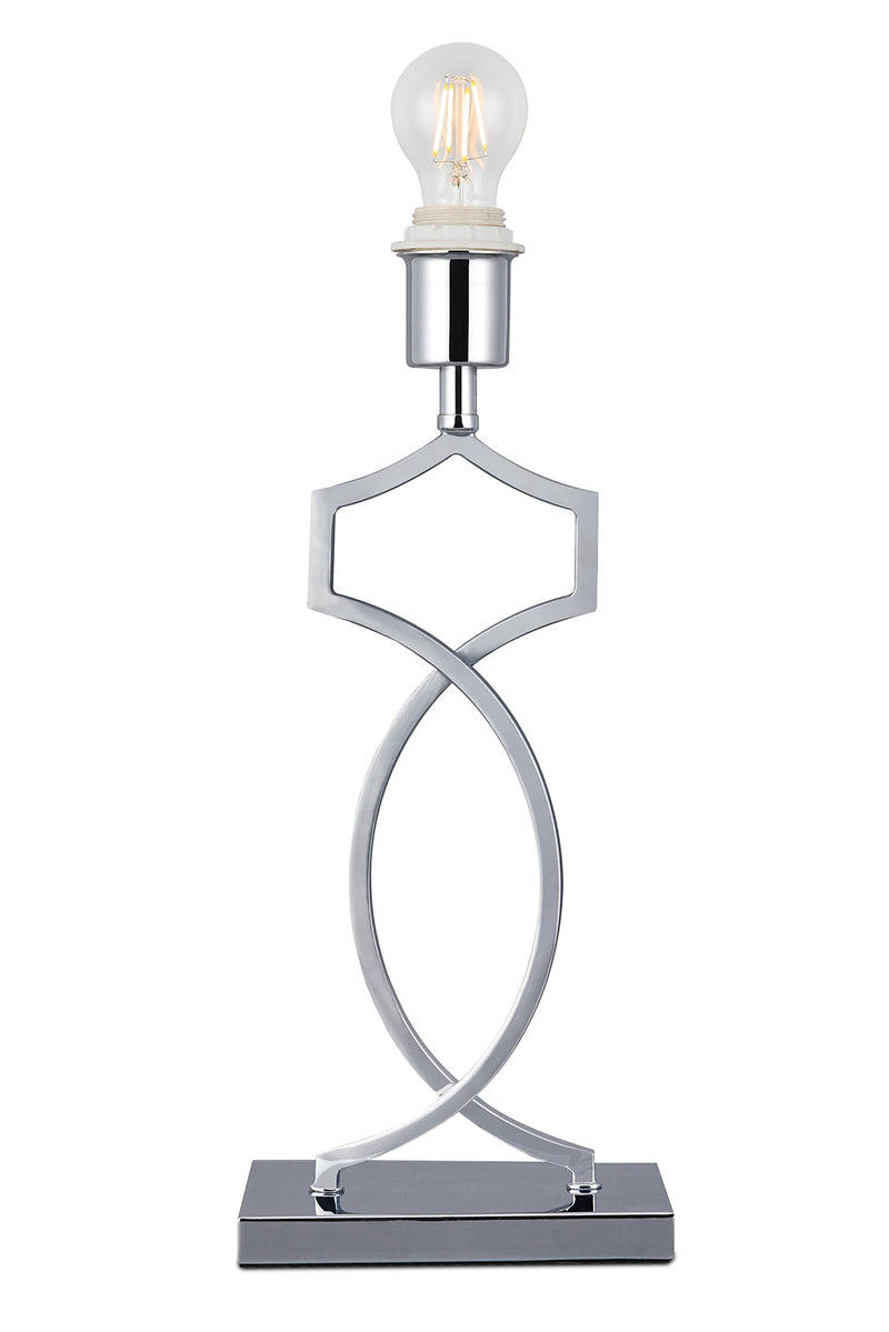 Deco Courtyard Rectangular Base Table Lamp Without Shade, Inline Switch, 1 Light E27 Polished Chrome • D0345