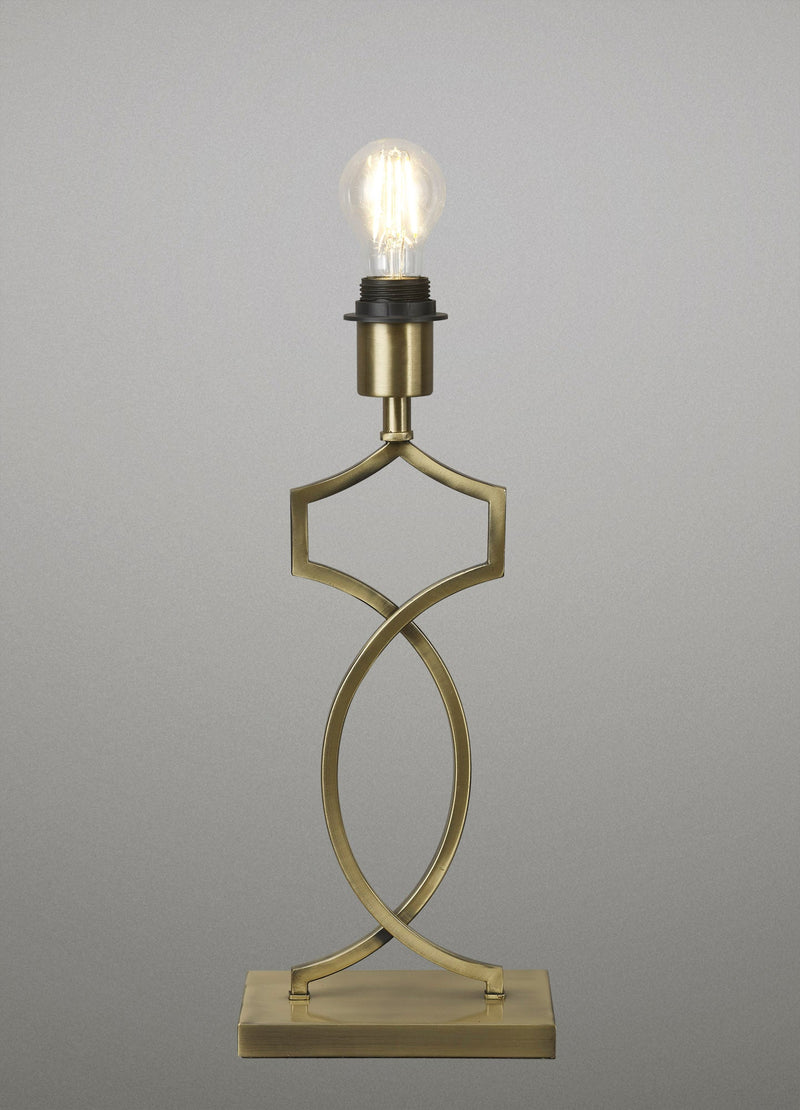 Deco Courtyard Rectangular Base Table Lamp Without Shade, Inline Switch, 1 Light E27 Antique Brass • D0638