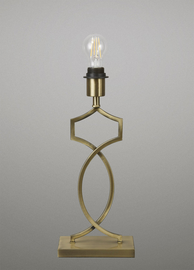 Deco Courtyard Rectangular Base Table Lamp Without Shade, Inline Switch, 1 Light E27 Antique Brass • D0638