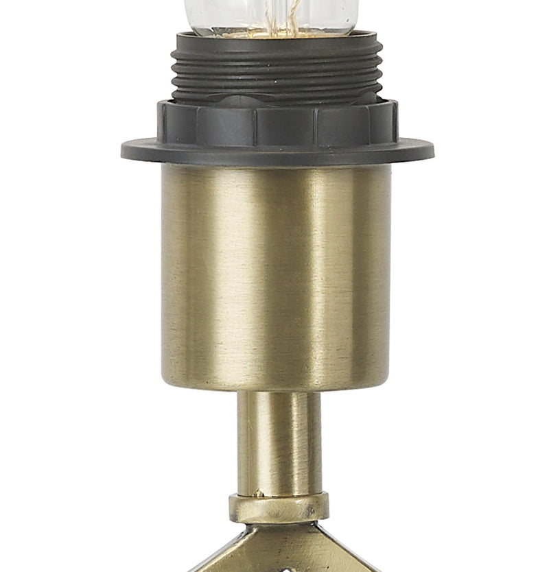 Deco Courtyard Rectangular Base Table Lamp Without Shade, Inline Switch, 1 Light E27 Antique Brass • D0638