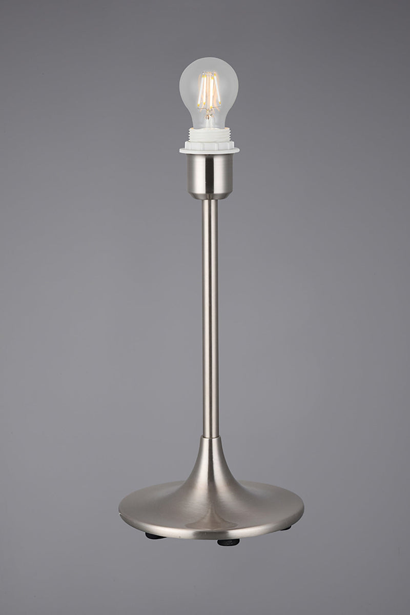 Deco Crowne Round Curved Base Table Lamp Without Shade, Inline Switch, 1 Light E27 Satin Nickel • D0350