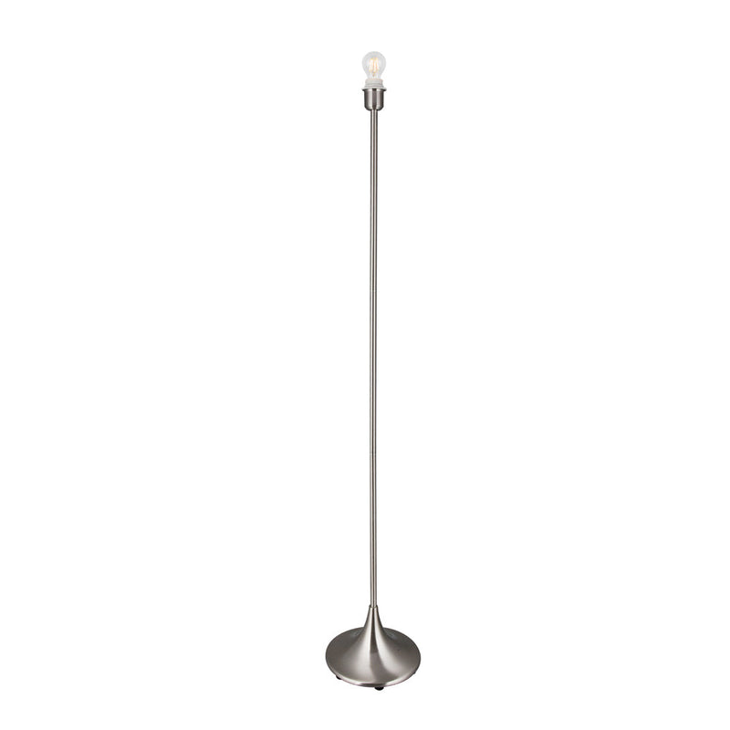 Deco Crowne Round Curved Base Floor Lamp Without Shade, Inline Switch, 1 Light E27 Satin Nickel • D0353