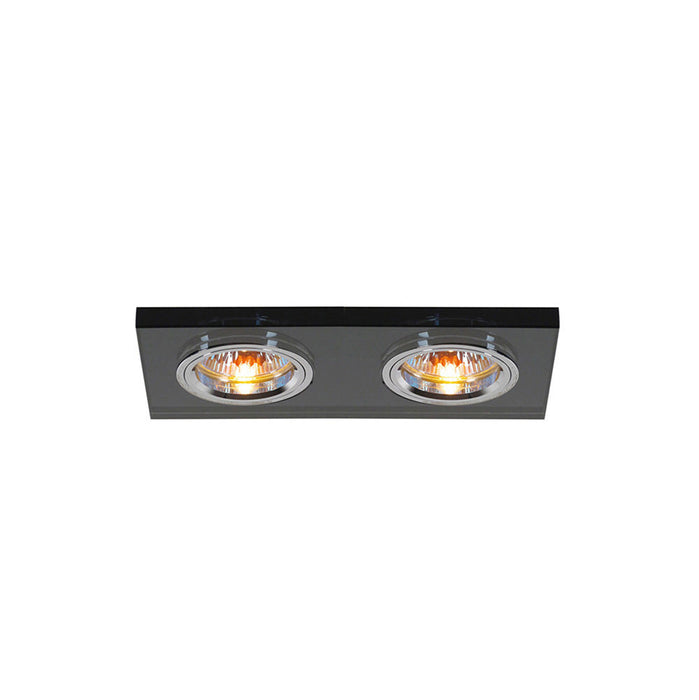 Diyas Crystal Dual Head Downlight Rectangle Rim Only Black, 2 x IL30800 REQUIRED TO COMPLETE THE ITEM, Cut Out: 144x62mm • IL30807BL